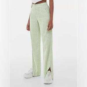 Bershka side slit gingham trousers